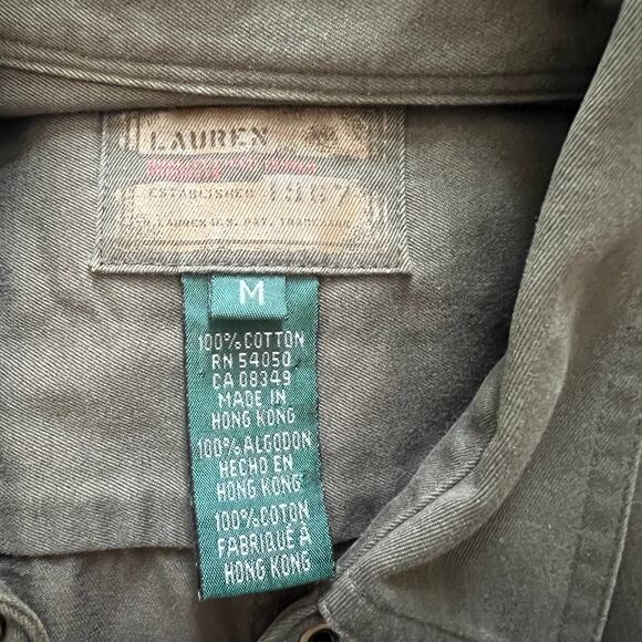 VTG Lauren Ralph Long Sleeve Snap Button Utility Shacket Women's M Olive Green - Picture 5 of 12